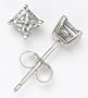 14k White Gold Princess Cut Diamond Solitaire Earrings (1/4 ct, J, I2)