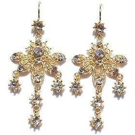 Lola Genuine Crystal Filigree Earrings - Clear