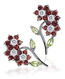 Splendid .925 Sterling Silver Garnet Peridot Topaz Flower Post Earrings