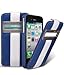 Melkco - Apple iPhone 4s / iPhone 4 Ultra Slim Handmade Premium Cowhide Leather Case Jacka ID Flip Type Blue / White