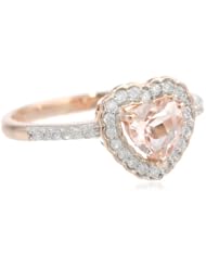 10k Rose Gold Morganite and Diamond Heart Ring (0.2 cttw GH, Color, I1-I2 Clarity)