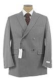 Calvin Klein Mens Double Breasted Solid Light Gray Wool Suit - Size 46R