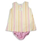 Mulberribush - Infant Girls Sleeveless Knit Striped Dress Set, Pink, Yellow (Size 24Months)