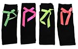 Ladies Black Over the Knee Socks with Neon Bow UK 4-6