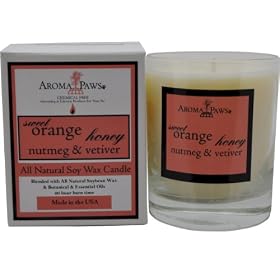 Aroma Paws Orange Nutmeg Vetiver Candle in Gift Box