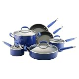 KitchenAid Hard-Base Porcelain Aluminum Nonstick 10-Piece Set, Blue