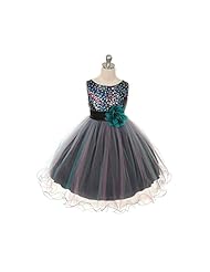 Girls Tulle Bateau Neck Sequined  Dress