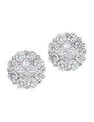 14K White Gold Diamond Clustaire Earrings
