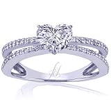 0.50 Ct Heart Shaped Diamond Engagement Ring Pave 14K VS2-F EGL