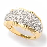 Sterling Silver / Platinum or 18K Vermeil Pave Diamond Bamboo Edge Ring