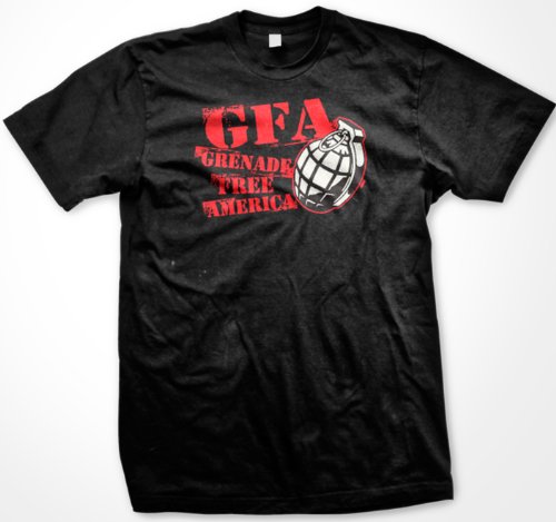 GFA Grenade Free America Mens T-shirt, Funny Trendy Hot Men's Shirt , Large, Black GFA Grenade Free America Mens T-shirt, Funny Trendy Hot Men's Shirt , Large, Black