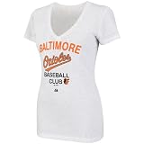 MLB Women's Baltimore Orioles City Pretty Short Sleeve Deep V-Neck Confetti Flecked Tee (White With Multi, XX-Large)