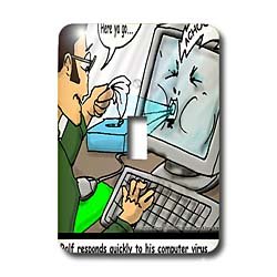 Londons Times Funny Computer Cartoons - PREPARE FOR COMPUTER VIRUSES - Light Switch Covers - single toggle switch