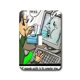 Londons Times Funny Computer Cartoons - PREPARE FOR COMPUTER VIRUSES - Light Switch Covers - single toggle switch