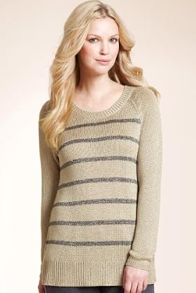 Scoop Neck Striped Knitted Jumper