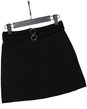 Huacon Van Double Belt Decoration Pure Color Skirt