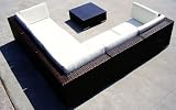 Baidani- Lounge-Rattan-Garnitur “Sunshine”, 18-teilig, 2 Farben wählbar – schwarz
