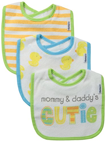 Gerber Unisex-Baby Newborn 3 Pack Neutral Terry Dribbler Bib, Green, One Size