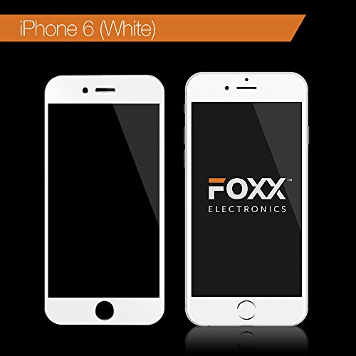 Iphone 6 & 6S 4.7 Inch Tempered Glass Screen Protector FULL WIDTH with White edge - Excellent Fitting Premium 9H Featuring Anti-scratch, Anti-fingerprint, Bubble Free Features By Foxx Electronics