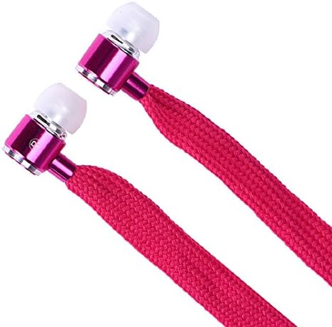 Shensee Practical Universal 3.5mm Shoelace Stereo Handfree Headphone Earphone Headset With Mic (Hot Pink)