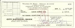 Bill Bixby Signed Original Check