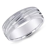 14K White Gold Laser Design Wedding Band