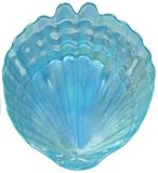 Large Glass Azure Blue Oyster Shell Plate 12 1/2" x 11 1/4"