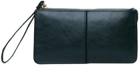 LSW Genuine Leather High Capacity Wallet and Clutch Case with Strap (3 Compartments with Zipper) (Lush Green)