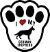 I Love My German Shepherd Pawprint Window Decal