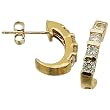 14kt Yellow Gold Bar Channel Diamond J-Hoop Earrings