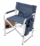 Faulkner Aluminum Director Chair with Folding Tray and Cup Holder, Blue
