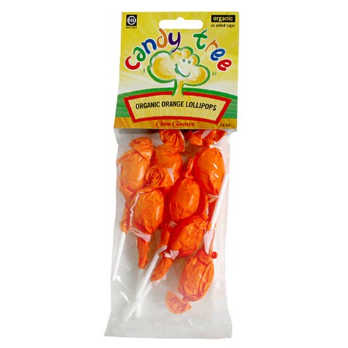 Candy Tree Organic Orange Lollipop, Wheat-Free, Gluten-Free, 2.4-Ounce Packages (Pack of 12)
