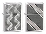 Zippo Lighter Set - Double Texas Twister Emblem and Diagonal Pinstripe Engraved Emblem Logo