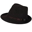 COTTON PINSTRIPE FEDORA TRILBY GANGSTER HAT DANCE BROWN