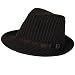 COTTON PINSTRIPE FEDORA TRILBY GANGSTER HAT DANCE BROWN