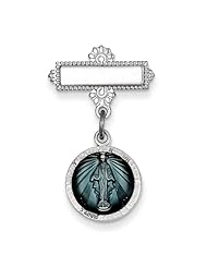 Sterling Silver Enameled Miraculous Medal Pin, Best Quality Free Gift Box Satisfaction Guaranteed
