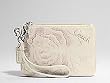Coach Leather Rose Flower Wristlet Bag Case for IPOD Champagne