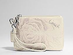 Coach Leather Rose Flower Wristlet Bag Case for IPOD Champagne