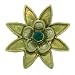 Slider Two-Hole Beads Green Star Flower w Emerald Color Crystal (6 Beads)