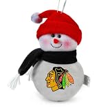Pack of 3 NHL Chicago Blackhawks Plush Snowman Christmas Ornaments 6"