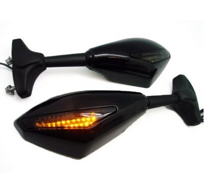 XYZCTEM Turn Signal LED Integrated Sports Racing Mirrors for Kawasaki Ninja 500 ZX6 ZX6R Ex,Honda CBR 600 1000 RR Hurricane,Yamaha YZF R1 R6 R6S Fazer FZR 600,Suzuki GSXR 600 750 1000 Bandit And more