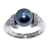 SAVE 74% Simulated Tahitian Pearl & Diamond Cut Signity  Stone Cubic Zirconia Stainless Steel Ring - OVERSTOCK Clearance Sale!