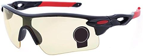 SINEDY Light Weight Cycling Bicycle Bike Outdoor Sports Eyewear Sunglasses Riding Glasses for Men Women #04 Black&Red frame+night vision lens