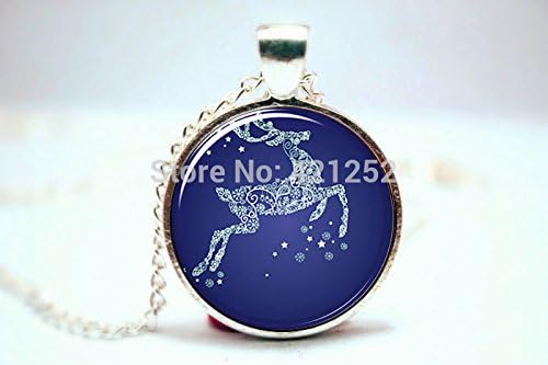 Pretty Lee 2015 Fashion Blue Reindeer Christmas Necklace Xmas Hostess Gift Festive Holiday Jewelry Glass Photo Cabochon Necklace Christmas gift