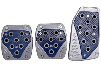 Silver Rim Blue Aluminum Inner Plates 3pc Manual (AAA) Racing Pedals