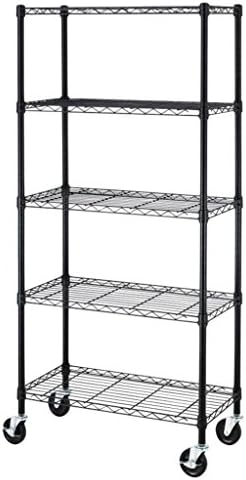 ITBrothers Standing Shelf Adjustable Steel Wire Metal Shelving for Storage, 5-Tier, Black