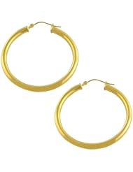 14 Karat Yellow Gold 3x35mm Tube Hoop Earrings