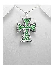 Cross CZ Pendant Necklace In 92.5 Sterling Silver