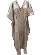 Brown Silk Kaftan Crewel Embroidered Caftan Long Maxi Dress with Kimono Sleeves Brown Silk Kaftan Crewel Embroidered Caftan Long Maxi Dress with Kimono Sleeves