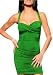 Green ruched sexy cocktail fitted X back mini dress, Small